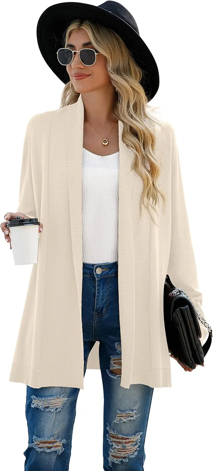 GRECERELLE Women's Long Sleeve Open Front Lightweight Casual Business Dressy Cardigan Sweater Fall Winter