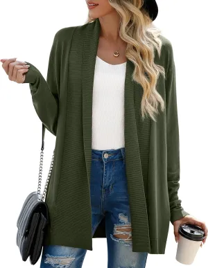 GRECERELLE Women's Long Sleeve Open Front Lightweight Casual Business Dressy Cardigan Sweater Fall Winter