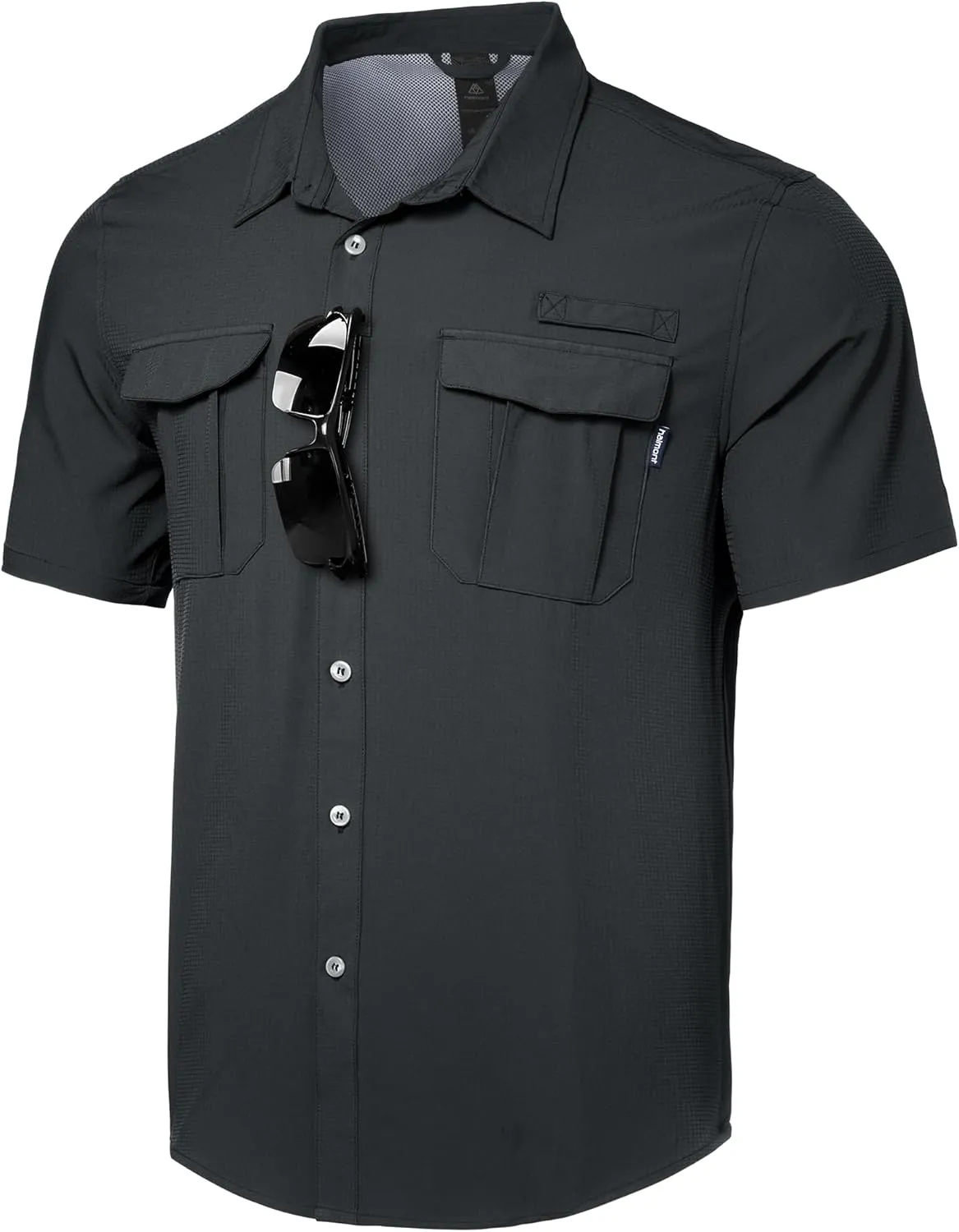 Haimont Men's Sun Protection Shirt Water Resistant Short Sleeve Button Down Shirt Quick Dry Cooling for Hiking Fishing