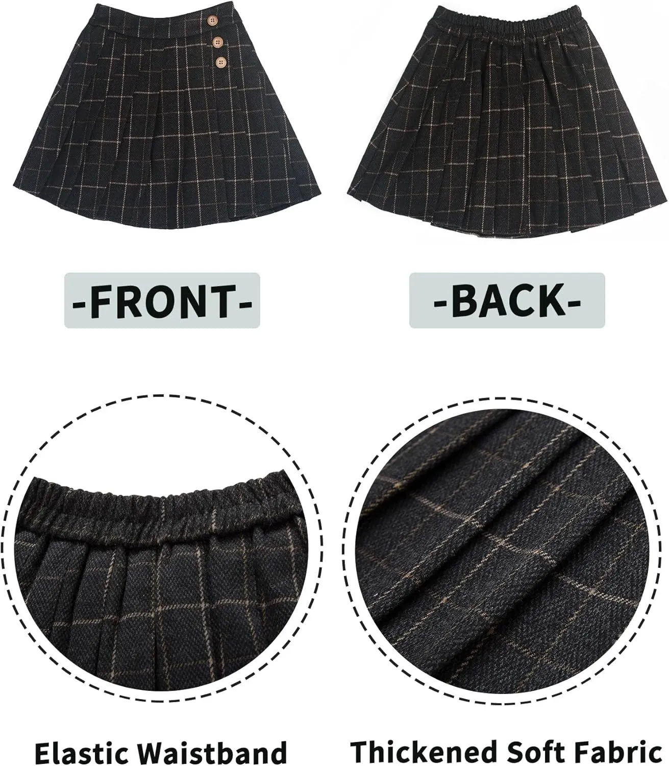 Happy Cherry Girls Pleated Mini Skirt School Uniform Plaid Skirts High Waist Mini A-Line Skirt Tartan Skirt