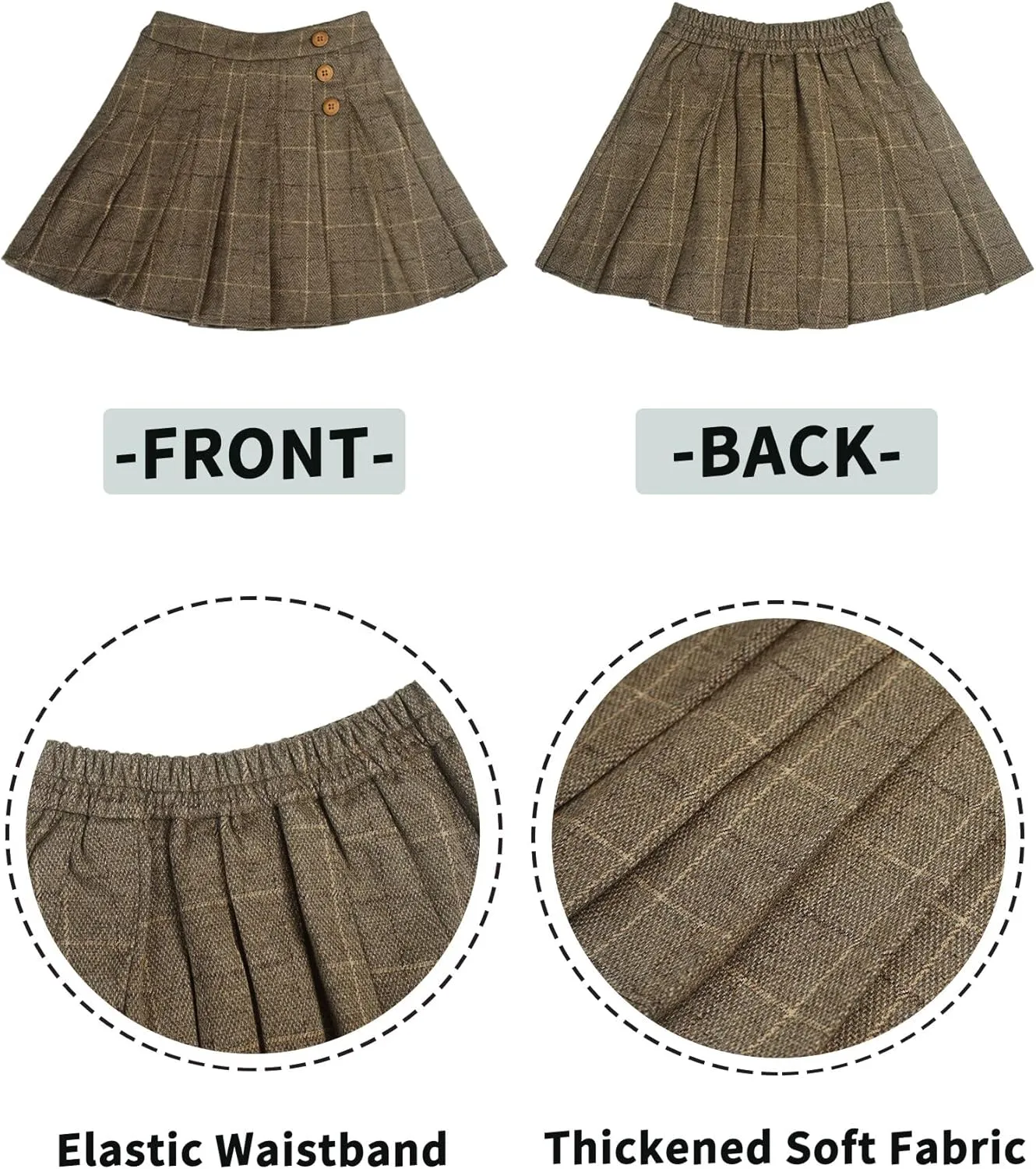 Happy Cherry Girls Pleated Mini Skirt School Uniform Plaid Skirts High Waist Mini A-Line Skirt Tartan Skirt