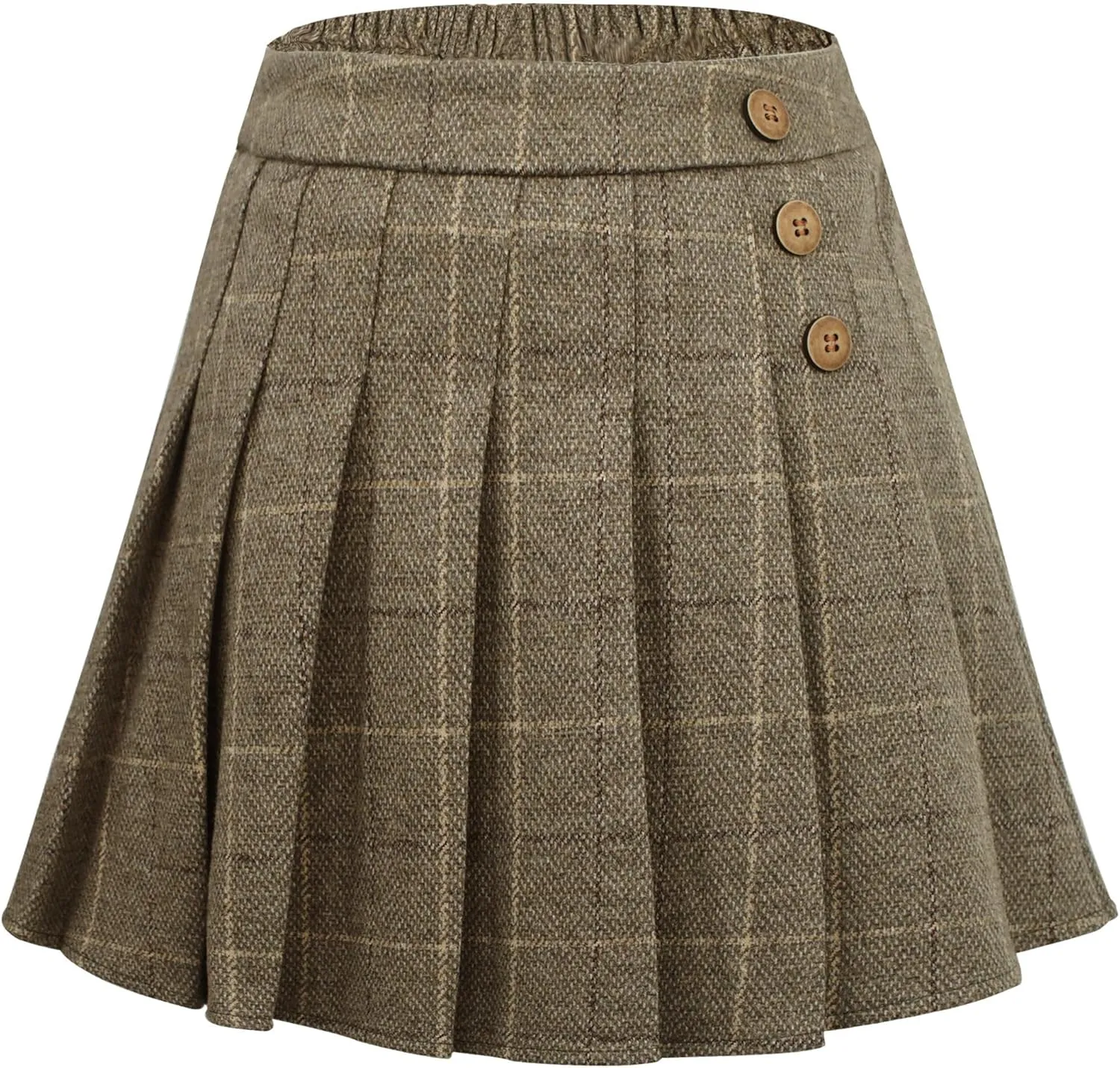 Happy Cherry Girls Pleated Mini Skirt School Uniform Plaid Skirts High Waist Mini A-Line Skirt Tartan Skirt