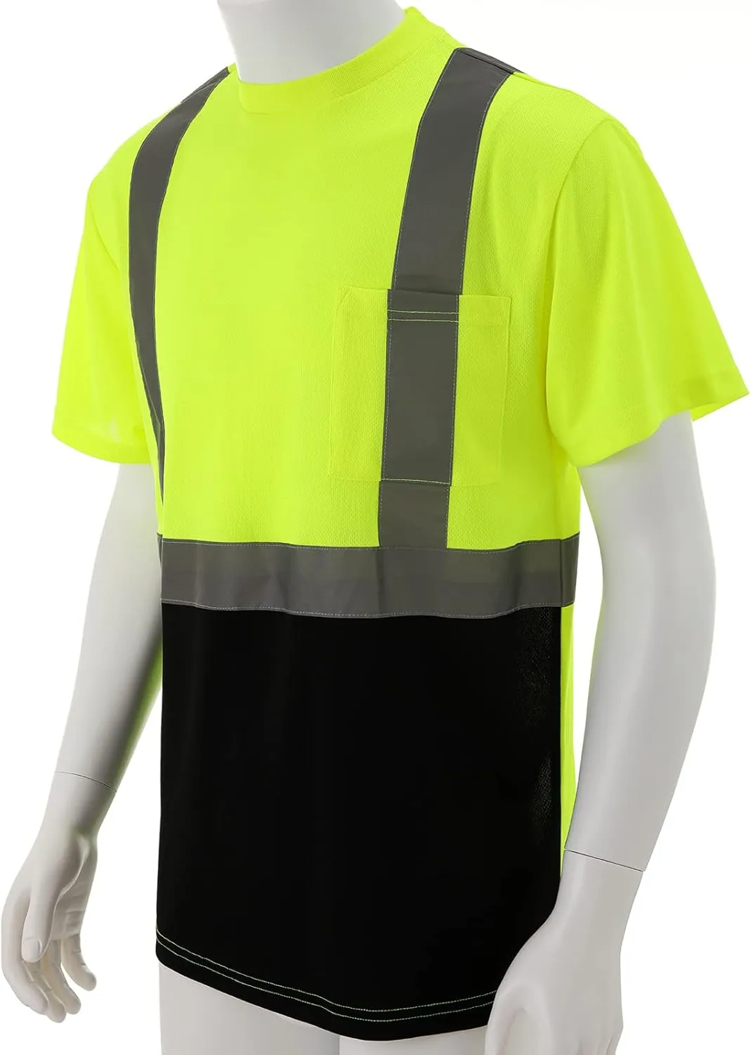 Hi Vis Safety Shirts for Men Reflective,High Visibility Work T-shirt Short Sleeve with Pocket, 3 and 5 Pack