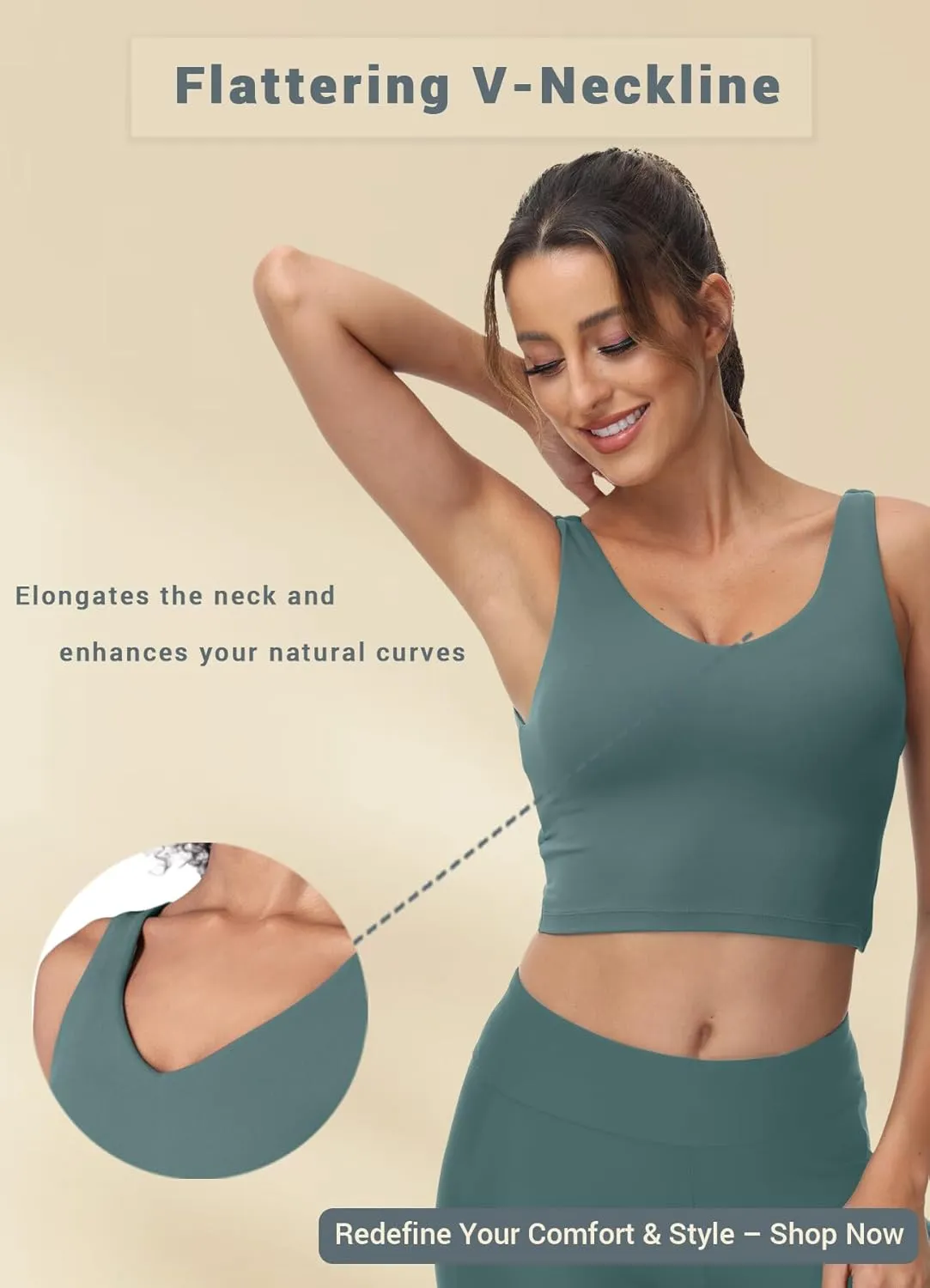 High Neck Sports Bra for Women Longline Full Coverage Sports Bras Medium Impact Padded Workout Crop Tops for Yoga Gym