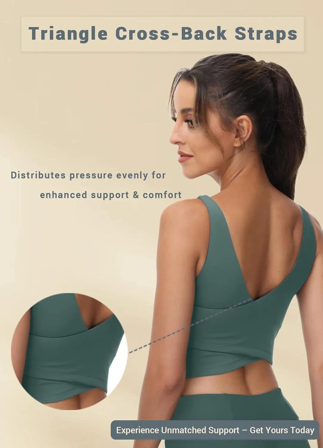 High Neck Sports Bra for Women Longline Full Coverage Sports Bras Medium Impact Padded Workout Crop Tops for Yoga Gym