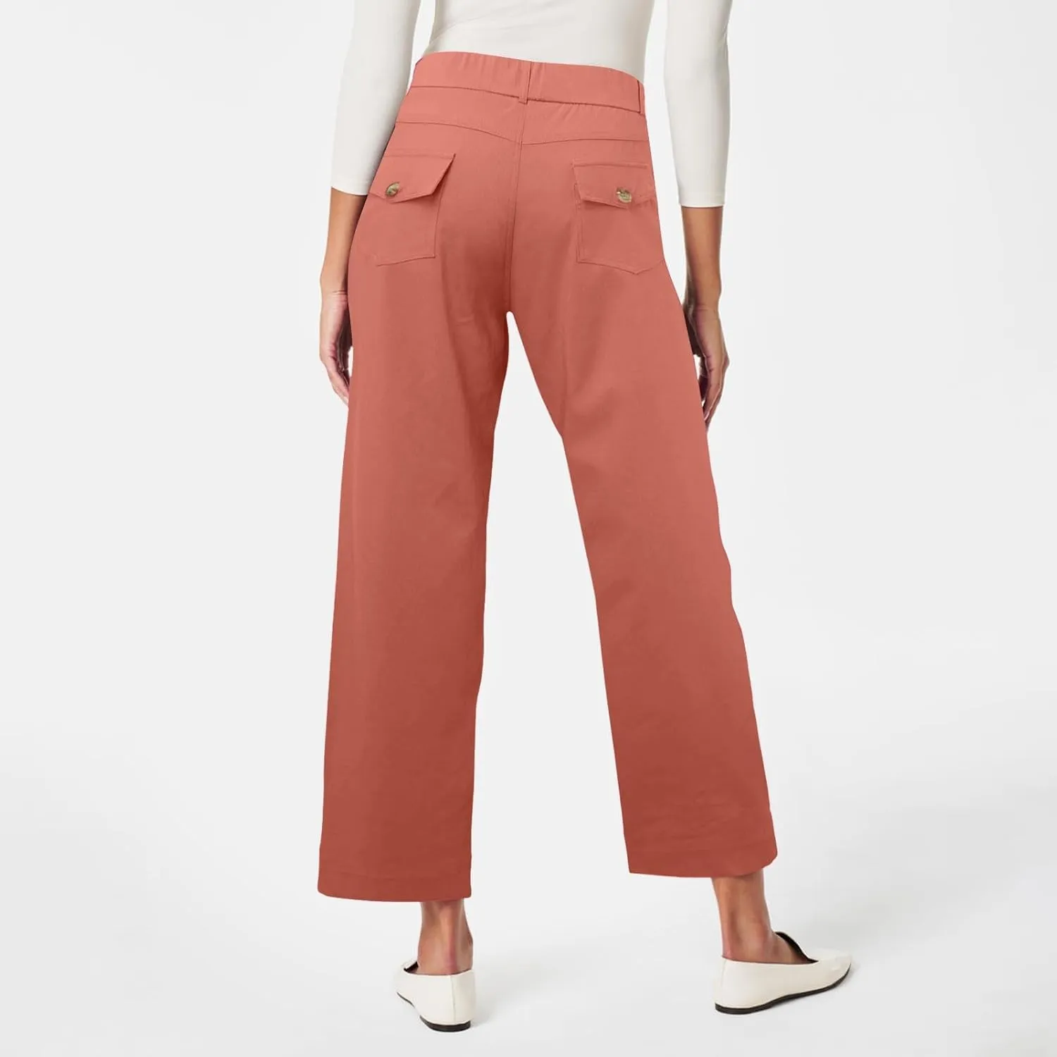 High Waisted Work Pants for Women Winter Convertible Business Sweatpants with Pockets Wide Leg Flare Leggings