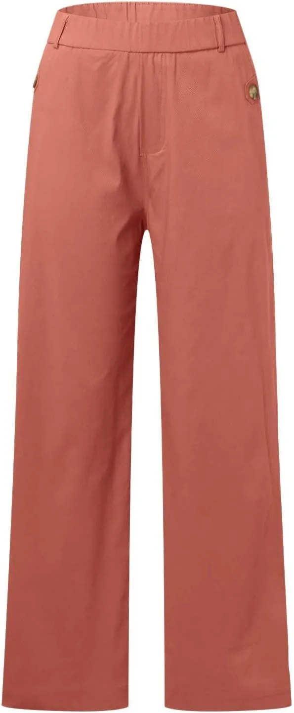 High Waisted Work Pants for Women Winter Convertible Business Sweatpants with Pockets Wide Leg Flare Leggings