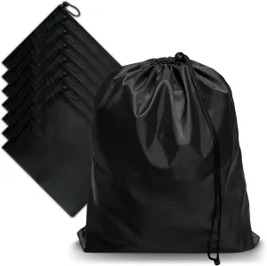 HIIXHC 8-Pack Drawstring Bags with Toggle, Durable Nylon Backpack for Gym, Sports, Travel, and Daily Use (Black, 5 x 7 Inch)