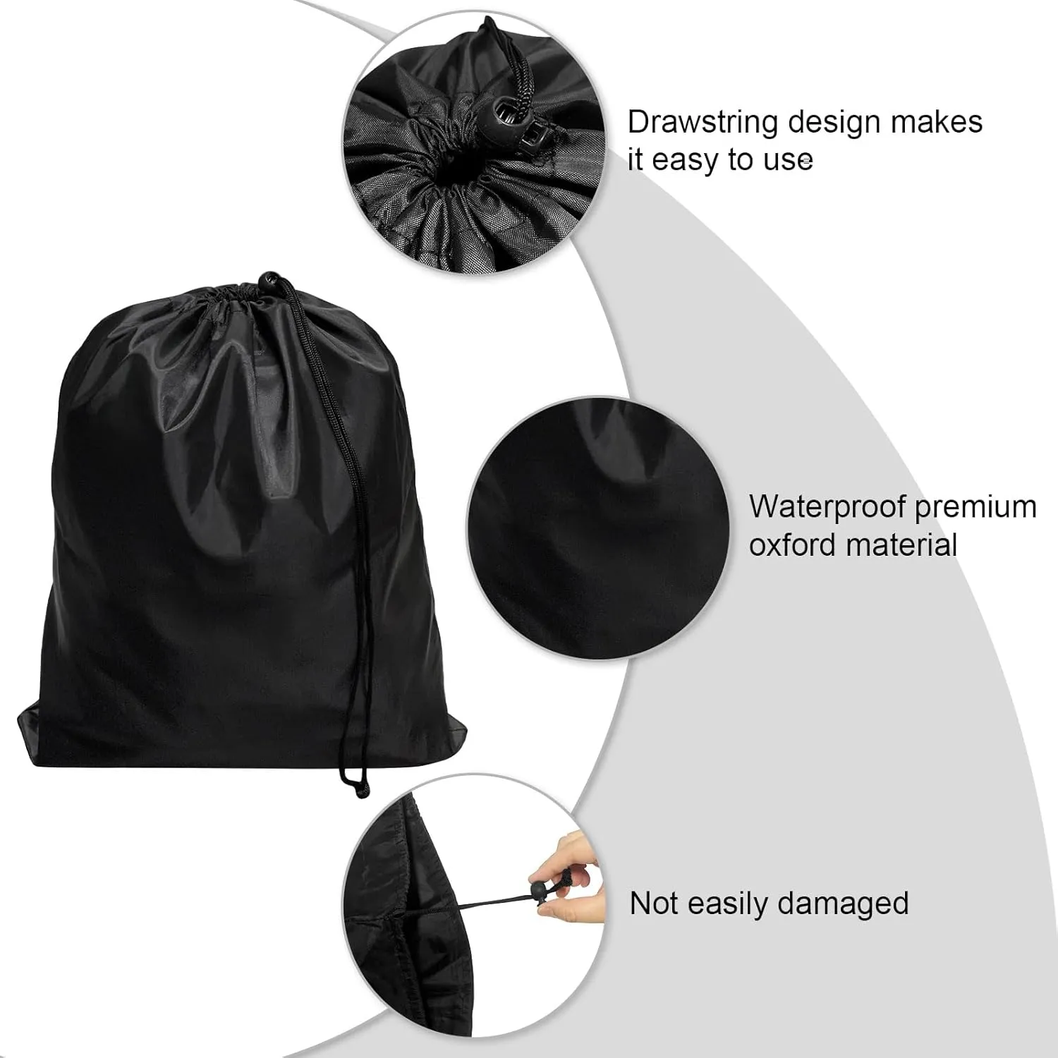 HIIXHC 8-Pack Drawstring Bags with Toggle, Durable Nylon Backpack for Gym, Sports, Travel, and Daily Use (Black, 5 x 7 Inch)