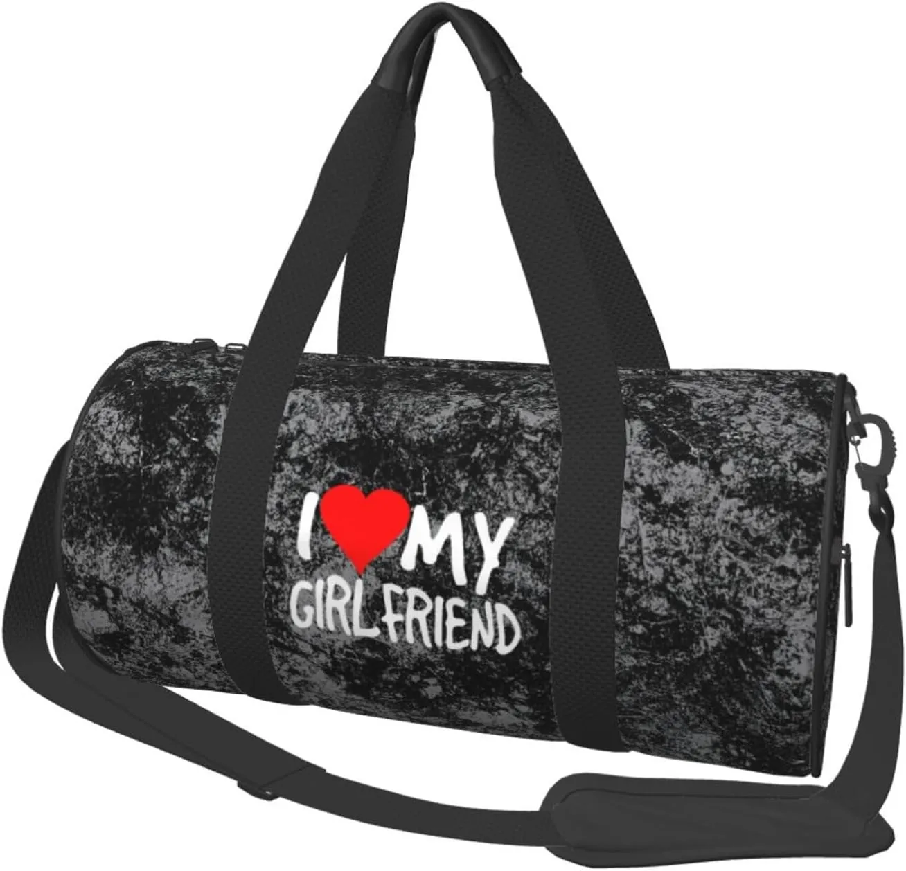 I Love My Girlfriend Convertible Garment Bag with Shoulder Strap, Carry on Garment Duffel Bag for Men Women - Rolling Foldable for Travel Luggage Bags (Black)