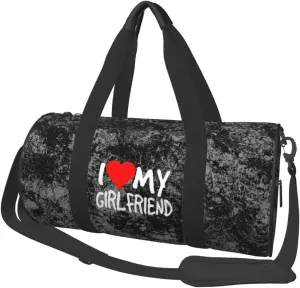 I Love My Girlfriend Convertible Garment Bag with Shoulder Strap, Carry on Garment Duffel Bag for Men Women - Rolling Foldable for Travel Luggage Bags (Black)