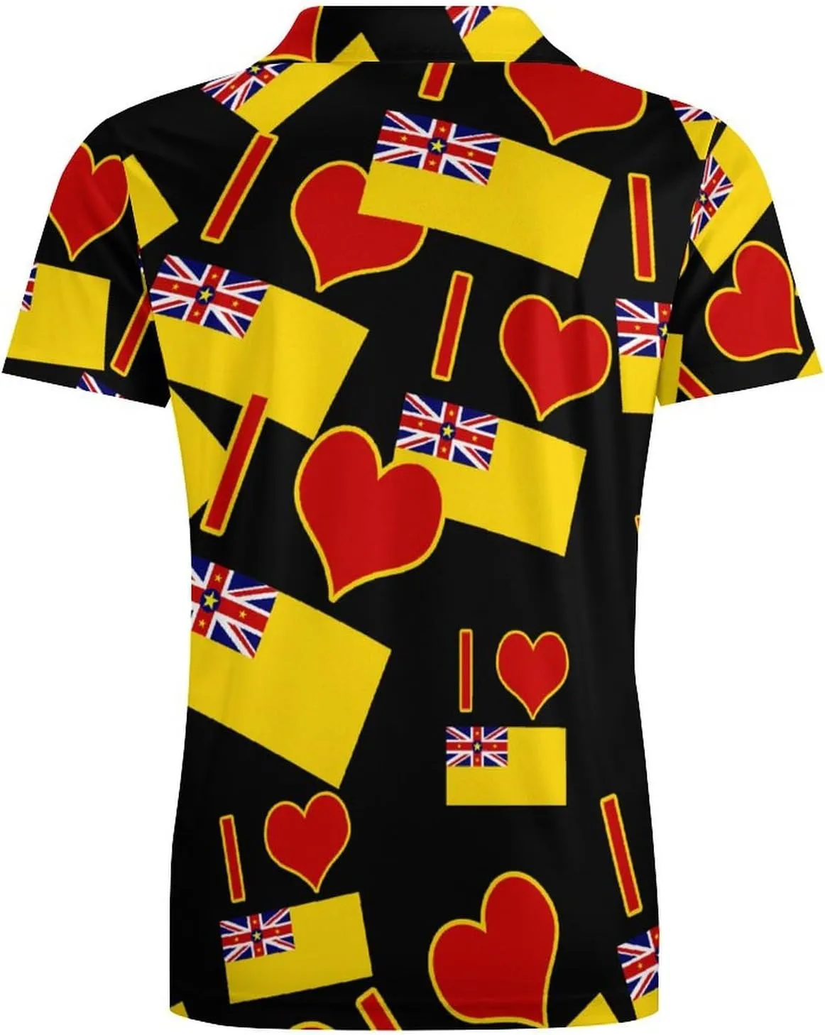 I Love Niue Flag Men's Polo-Shirt Regular-Fit Short Sleeve Sports Quick Dry Golf Tennis T-Shirt