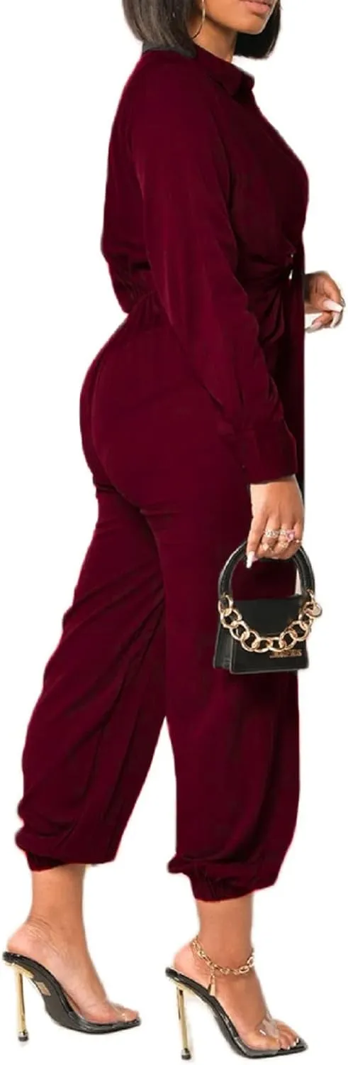 IbuduSexy Jumpsuits for women Long Sleeve Elegant Long Pants Zipper Closure for Casual Wear