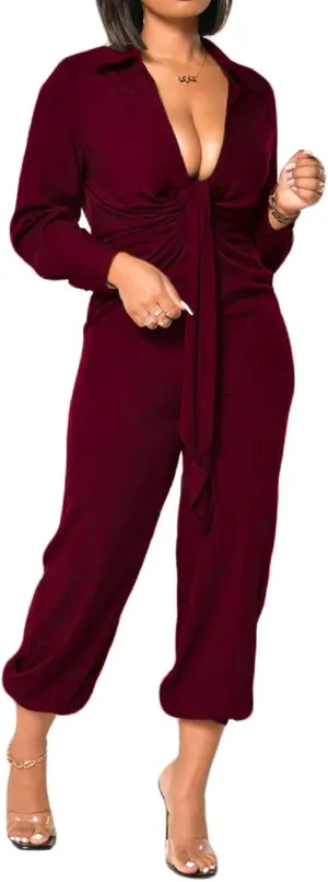 IbuduSexy Jumpsuits for women Long Sleeve Elegant Long Pants Zipper Closure for Casual Wear