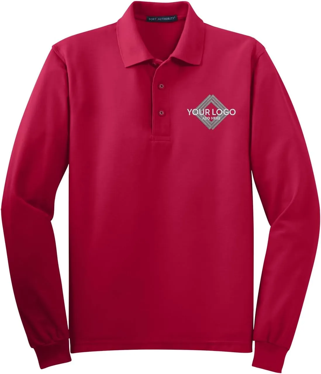 INK STITCH Men K500ls Custom Add Your Logo Texts Embroidery Silk Touch Long Sleeve Polo Shirts