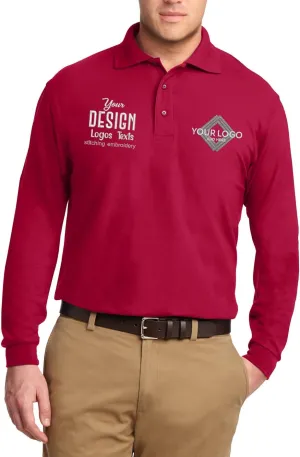 INK STITCH Men K500ls Custom Add Your Logo Texts Embroidery Silk Touch Long Sleeve Polo Shirts