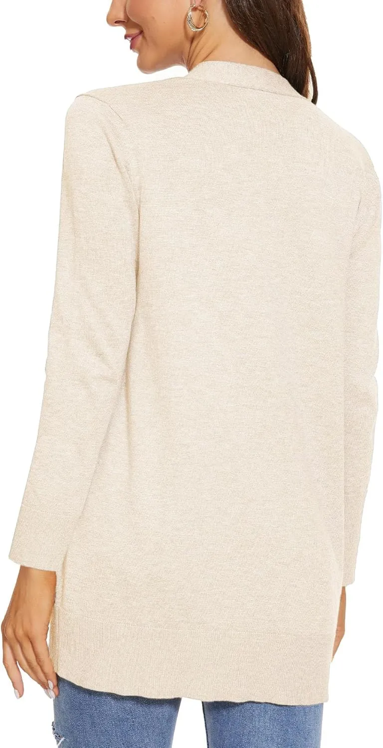 INKOFF Women's 3/4 Sleeve Cardigan Sweater Open Front Knit with Pockets Rib Hem Casual S-XXL