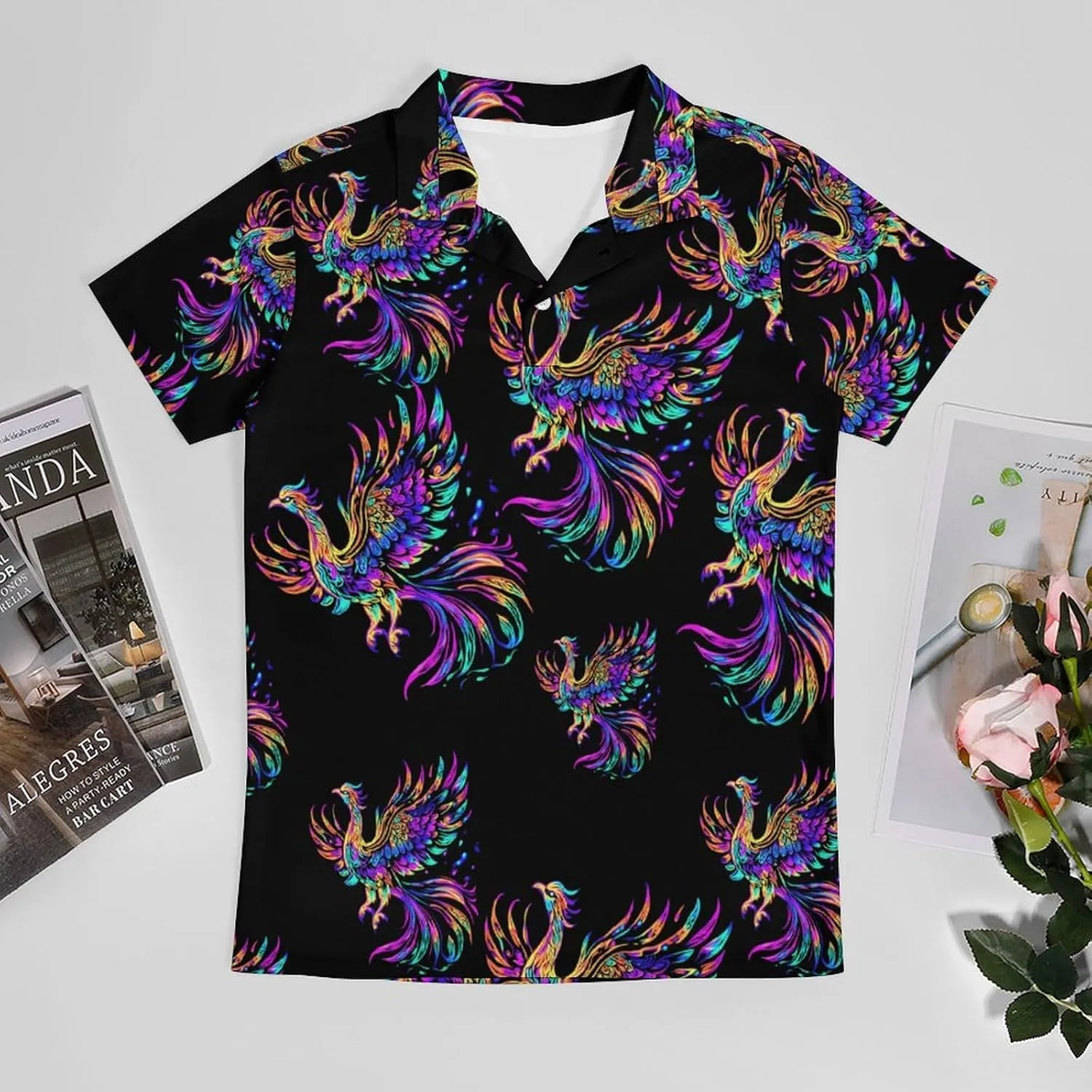 Iridescent Bird Men's Polo-Shirt Regular-Fit Short Sleeve Sports Quick Dry Golf Tennis T-Shirt