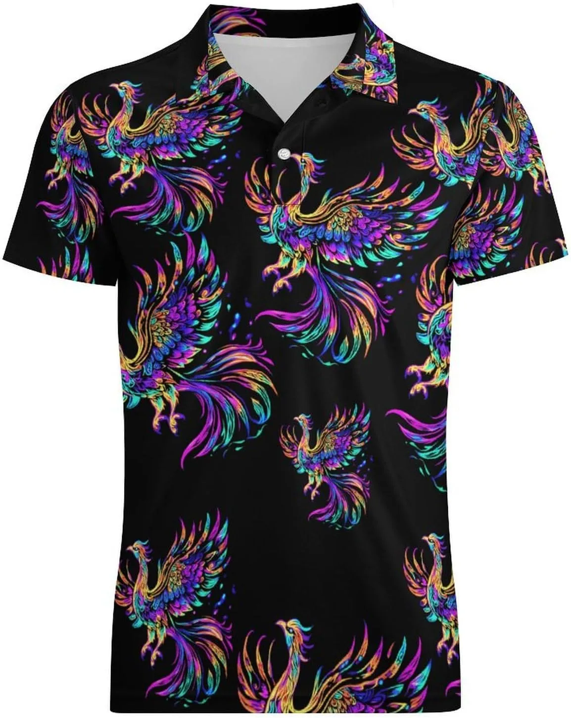 Iridescent Bird Men's Polo-Shirt Regular-Fit Short Sleeve Sports Quick Dry Golf Tennis T-Shirt