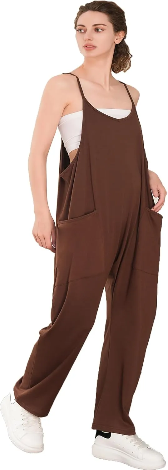 Jumpsuits for Women 3 PACK Casual Summer Rompers Sleeveless Loose Spaghetti Strap Baggy Overalls Jumpers with Pockets