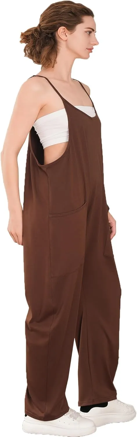 Jumpsuits for Women 3 PACK Casual Summer Rompers Sleeveless Loose Spaghetti Strap Baggy Overalls Jumpers with Pockets