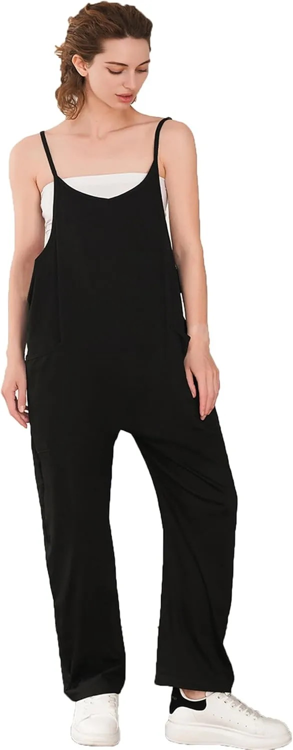 Jumpsuits for Women 3 PACK Casual Summer Rompers Sleeveless Loose Spaghetti Strap Baggy Overalls Jumpers with Pockets