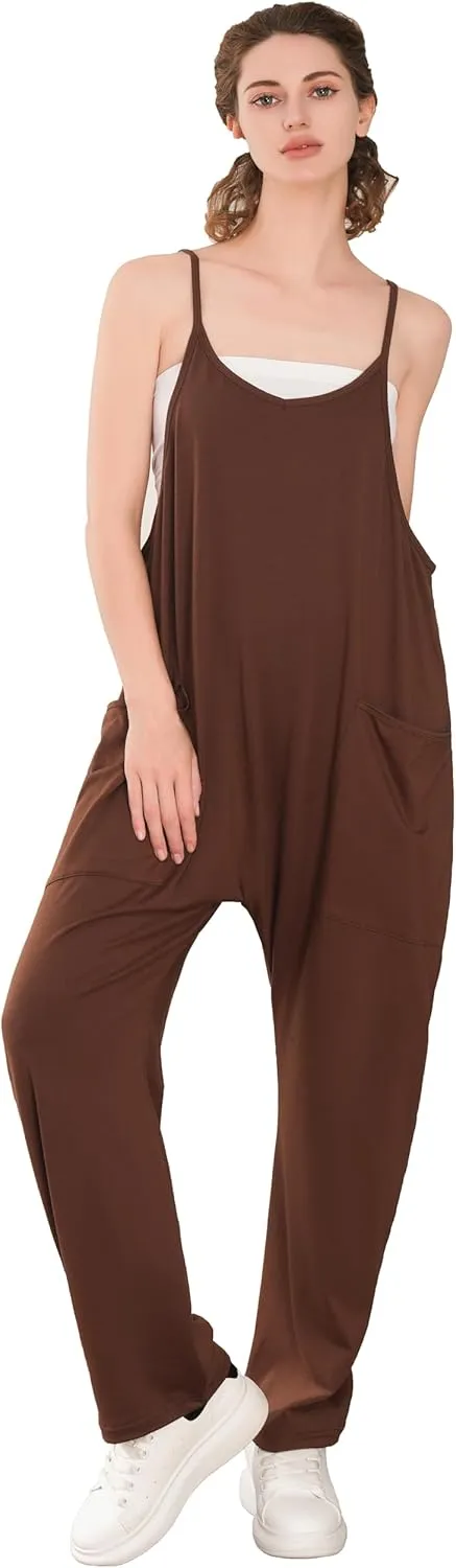 Jumpsuits for Women 3 PACK Casual Summer Rompers Sleeveless Loose Spaghetti Strap Baggy Overalls Jumpers with Pockets