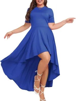 LALAGEN Plus Size Maxi Dress for Women Casual Short Sleeve Ruffle Flowy High Low Summer Long Dress 1X-6X