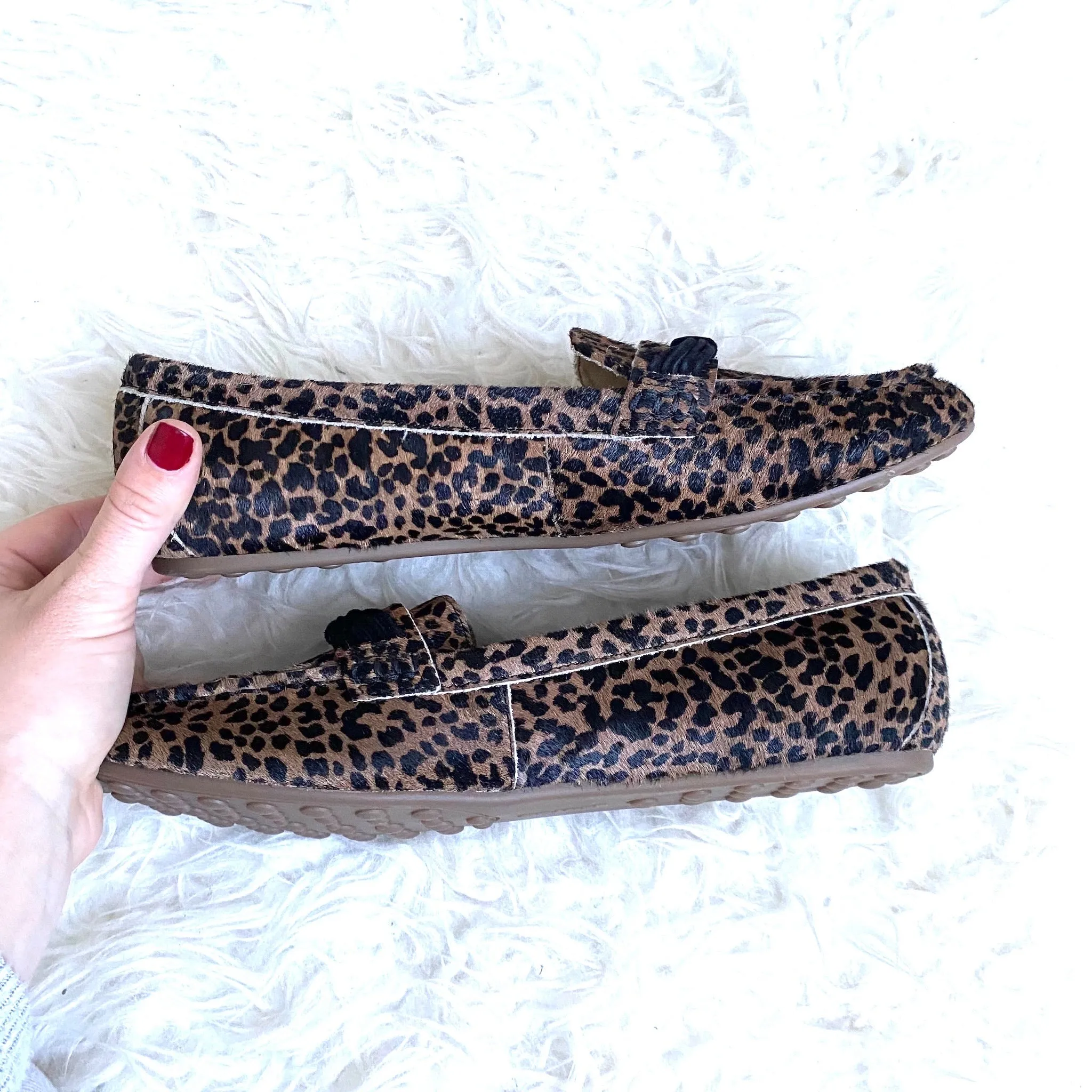 Lands End Animal Print Textured Loafers- Size 10