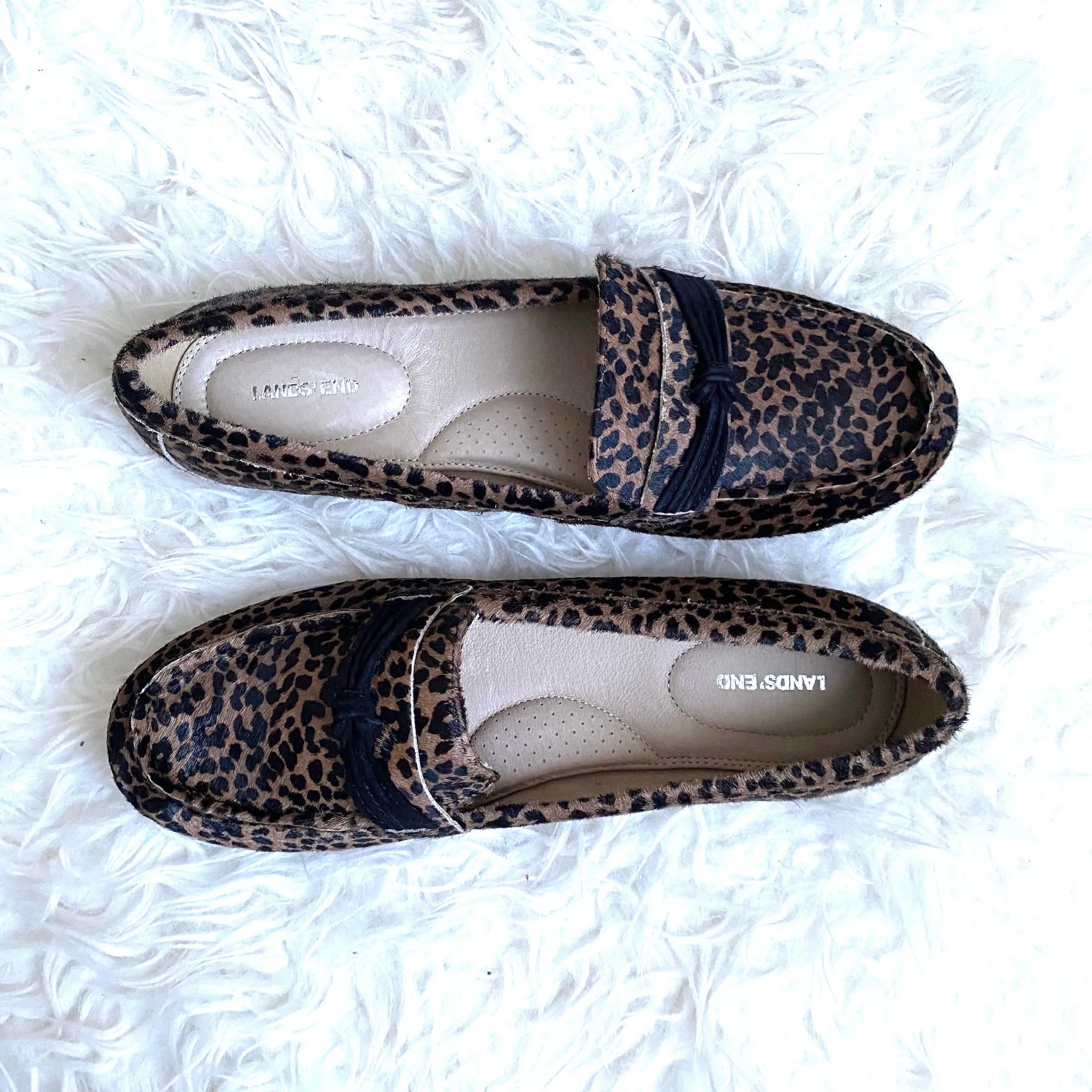 Lands End Animal Print Textured Loafers- Size 10