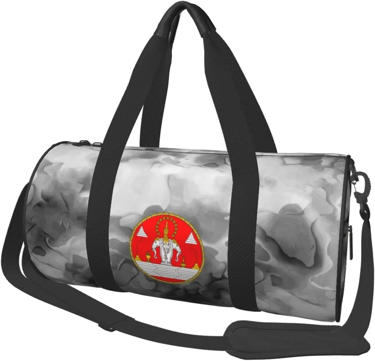 Laos Three Headed Elephant Convertible Garment Bag with Shoulder Strap, Carry on Garment Duffel Bag for Men Women - Rolling Foldable for Travel Luggage Bags (Black)