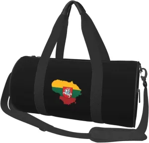 Lithuanian Flag Convertible Garment Bag with Shoulder Strap, Carry on Garment Duffel Bag for Men Women - Rolling Foldable for Travel Luggage Bags (Black)