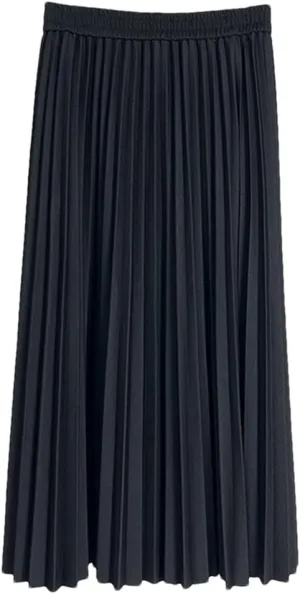 Long Midi Skirt for Women High Waist Black Khaki Pleated Autumn Spring Skirts