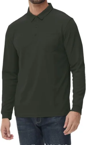 Long Sleeve Polo Shirt for Men Golf Shirt Quick Dry Breathable Casual Social Polo Shirts