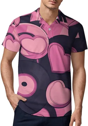 Love Vintage Vinyl Record Men's Polo-Shirt Regular-Fit Short Sleeve Sports Quick Dry Golf Tennis T-Shirt
