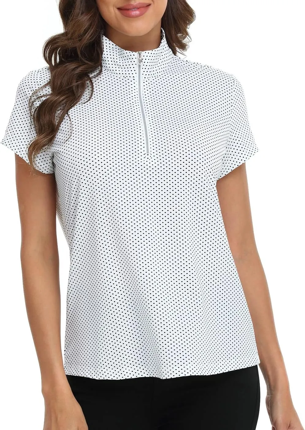 LRD Women's Golf Polo Shirts Short Sleeve Tennis Shirt UPF 30 Quarter Zip Up