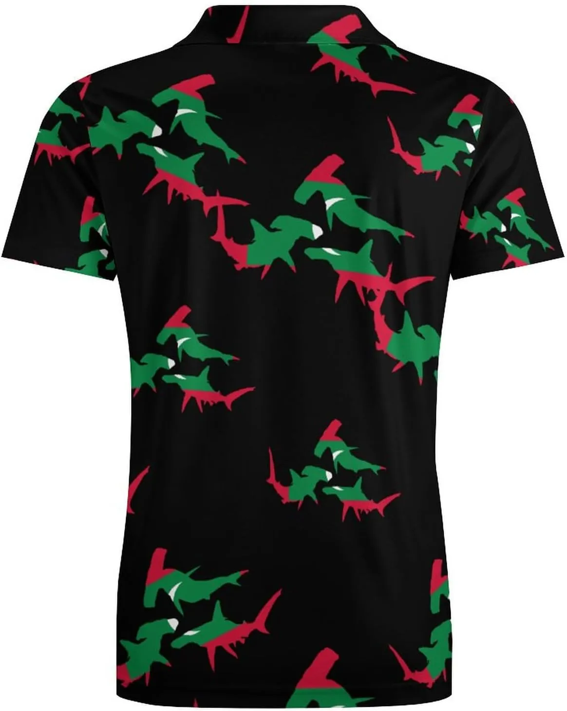 Maldives Flag Hammerhead Sharks Men's Polo-Shirt Regular-Fit Short Sleeve Sports Quick Dry Golf Tennis T-Shirt
