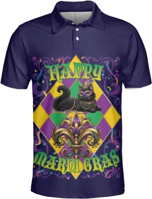 Mardi Gras Polo Shirts for Men Women - Carnival Mens Polo Shirt Short Sleeve Golf Shirts Dry Fit Casual Tennis T-Shirt S24