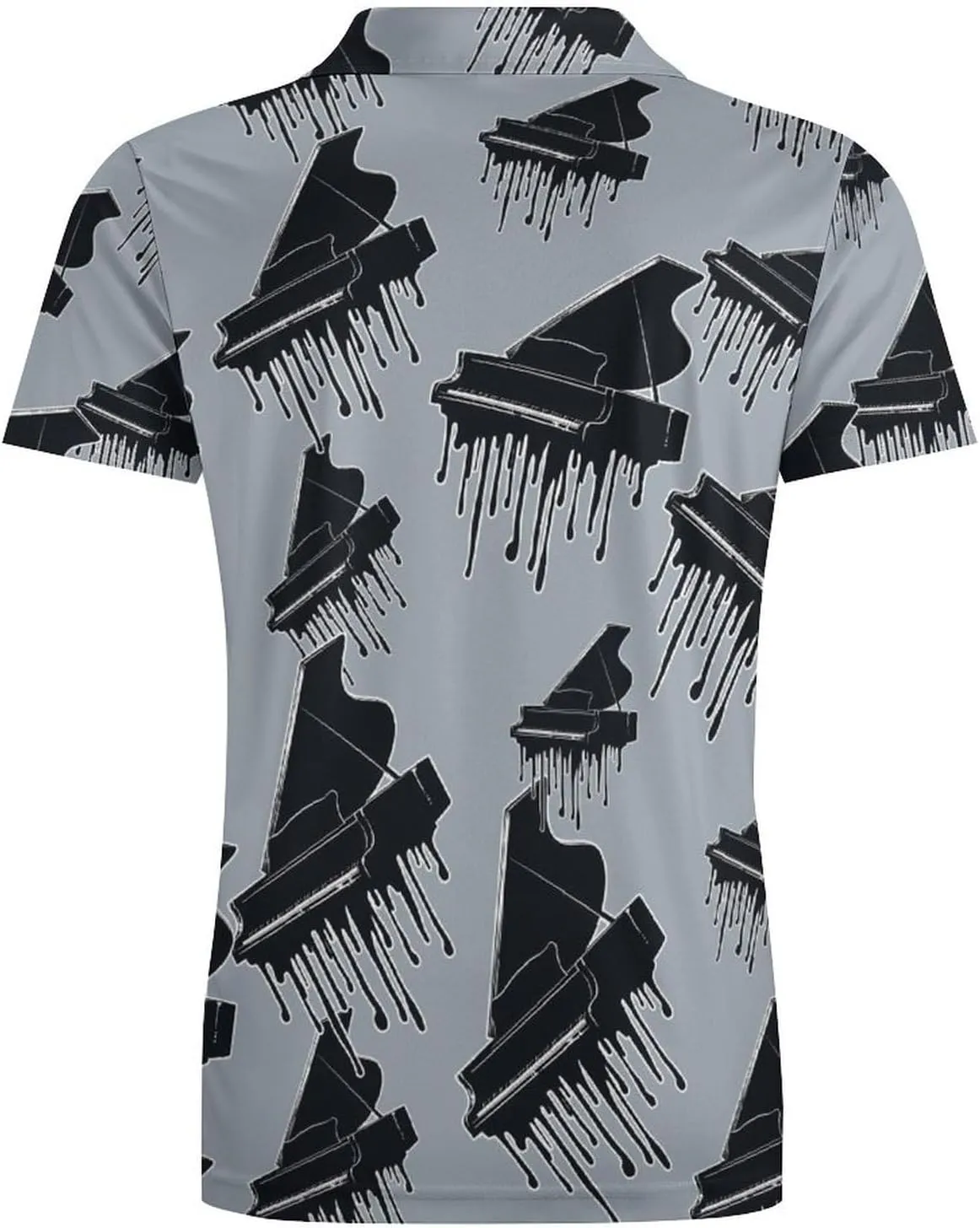 Melting Piano Men's Polo-Shirt Regular-Fit Short Sleeve Sports Quick Dry Golf Tennis T-Shirt
