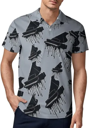 Melting Piano Men's Polo-Shirt Regular-Fit Short Sleeve Sports Quick Dry Golf Tennis T-Shirt