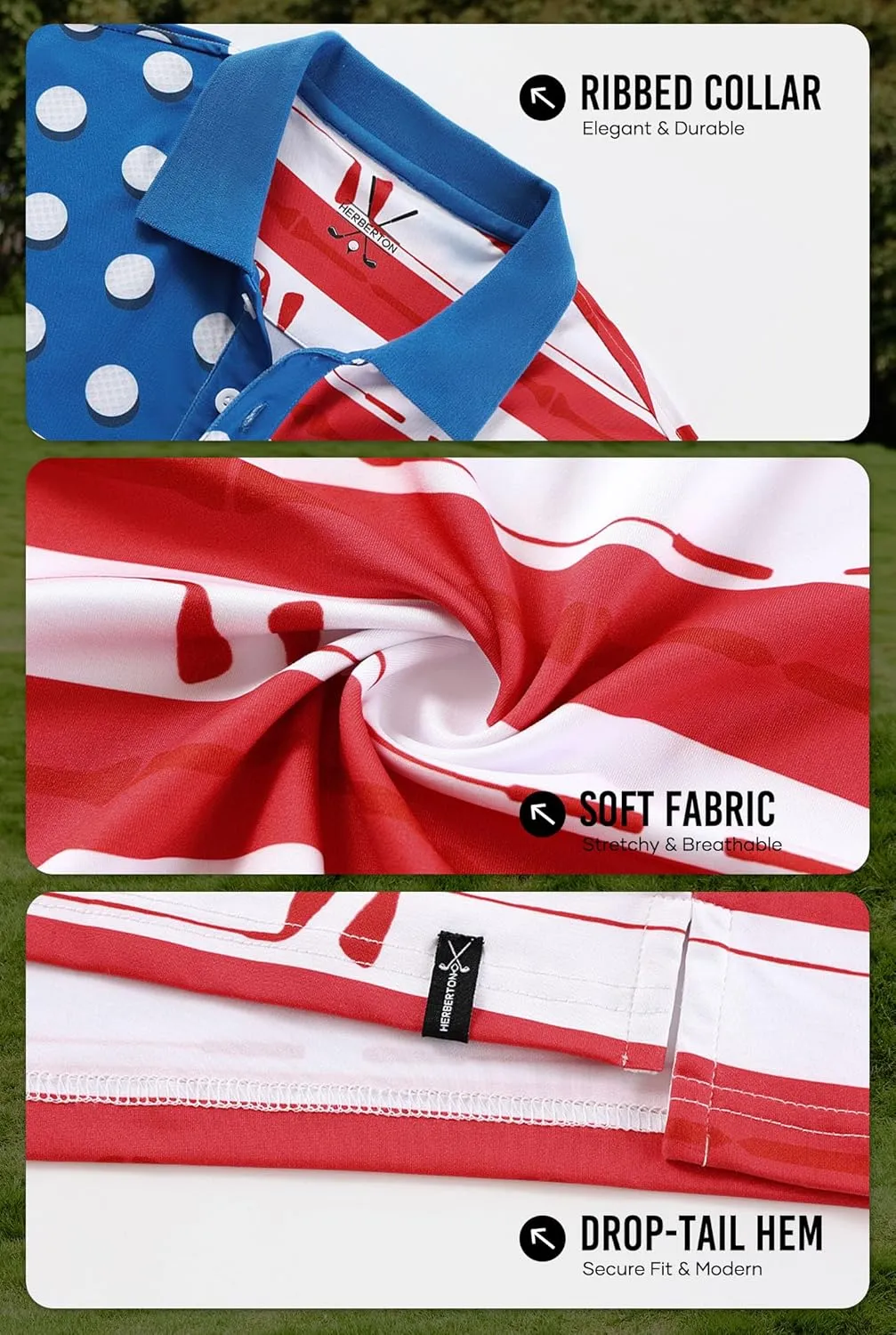 Men American Flag Golf Polo Stretch Moisture Wicking Patriotic 4th of July Shirts (S-3XL)