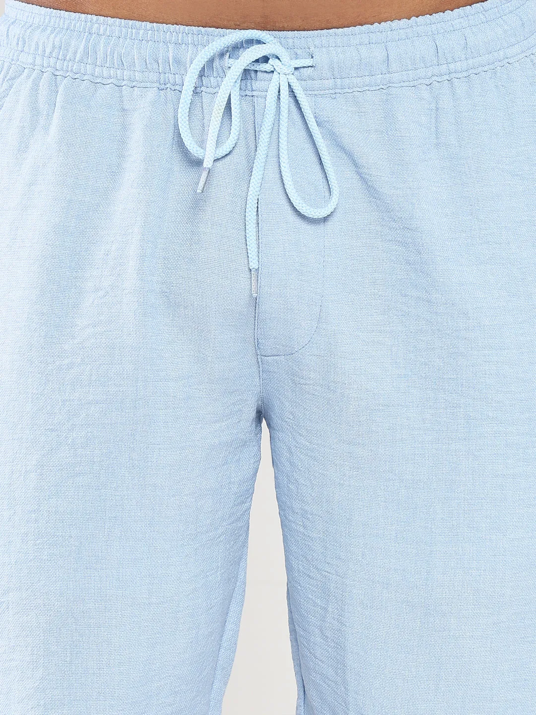 Men Blue Textured Solid Co Ords Set