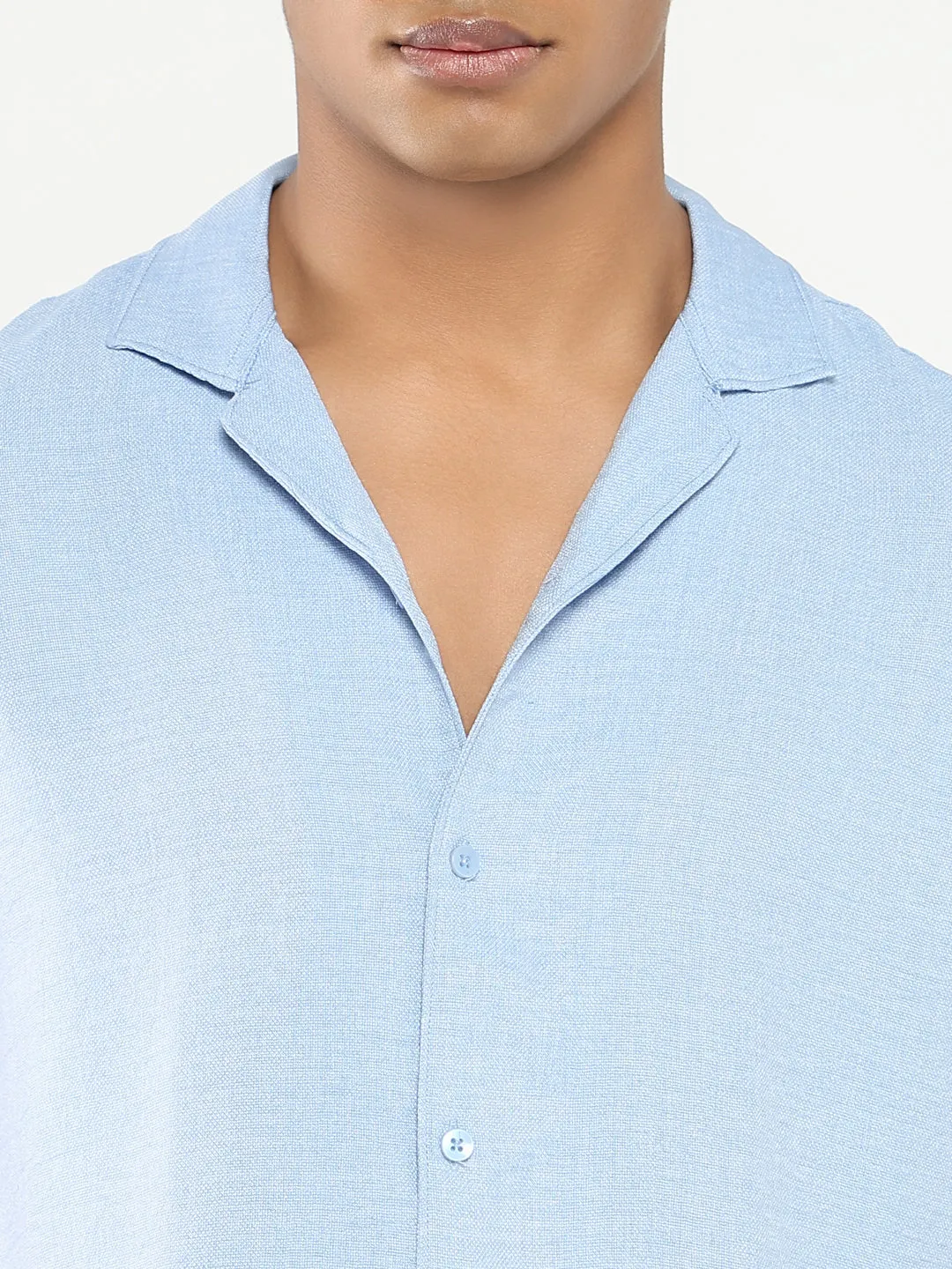 Men Blue Textured Solid Co Ords Set