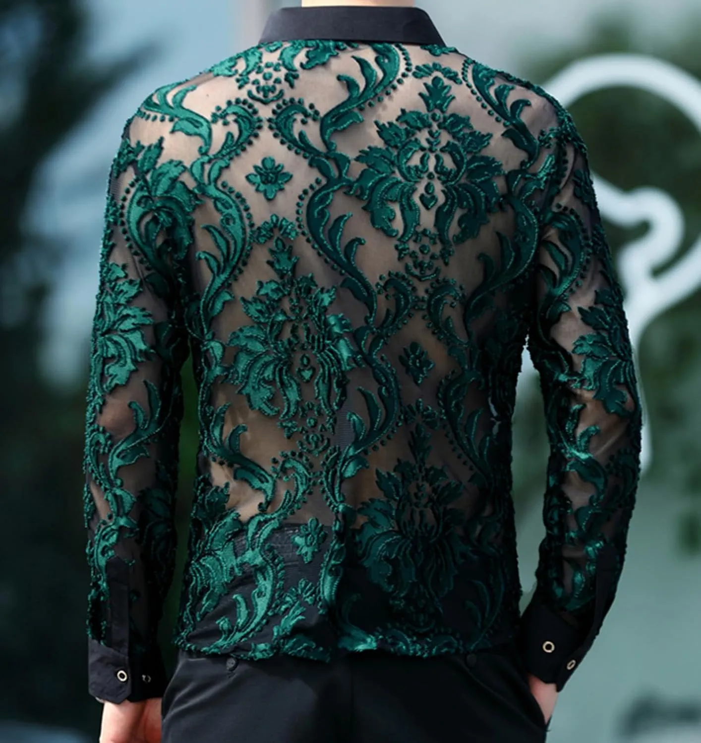 Men Women See Through Shirts Sexy Short Sleeve Night Club Fishnet Lace Shirt