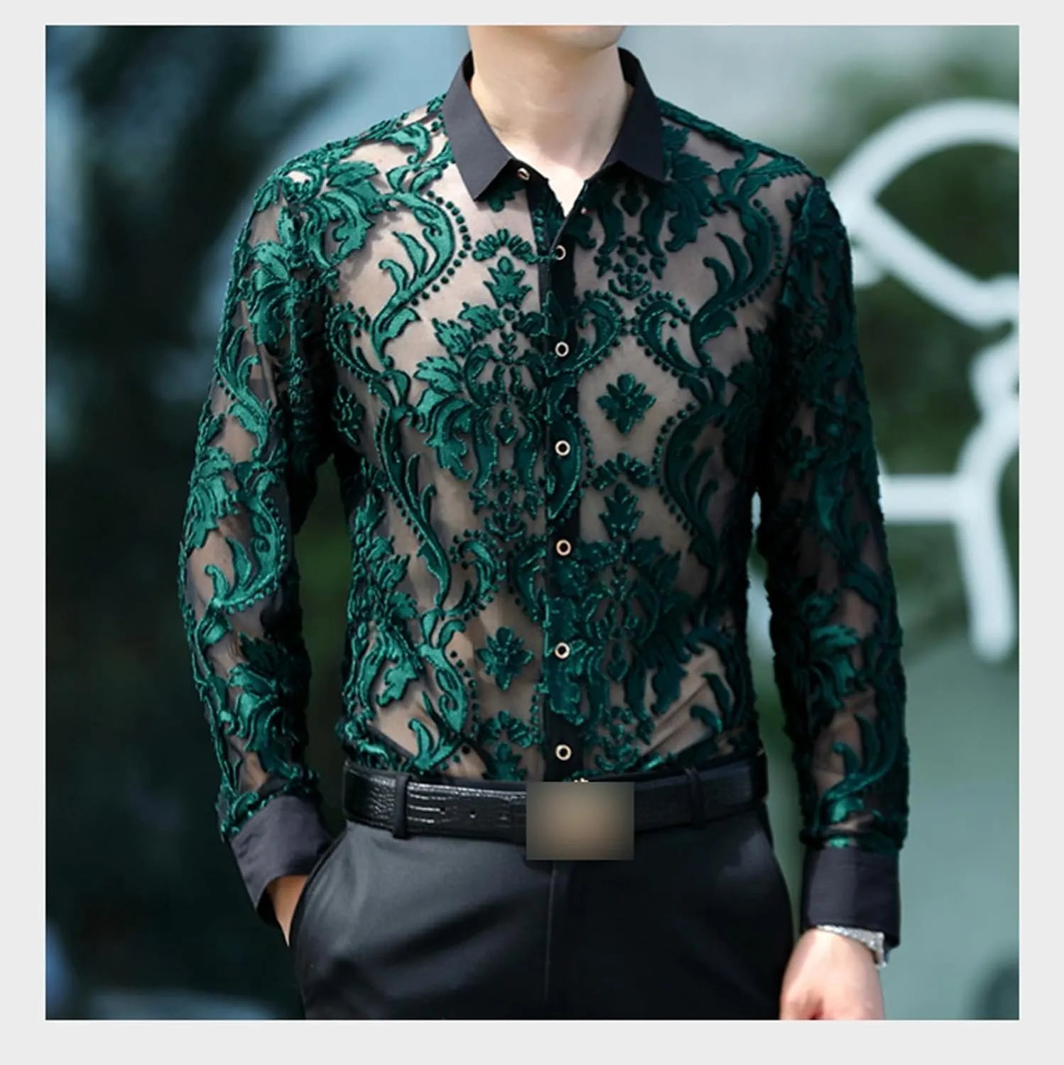 Men Women See Through Shirts Sexy Short Sleeve Night Club Fishnet Lace Shirt