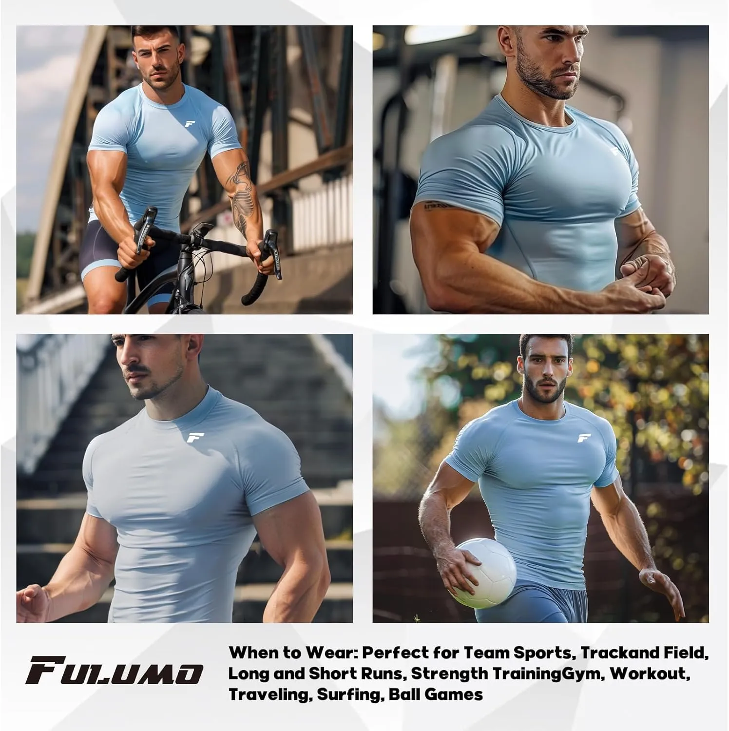 Mens 2-Pack Short-Sleeve Cooling Shirts with UPF 50  UV Sun Protection, Quick Dry for Fitness & Running