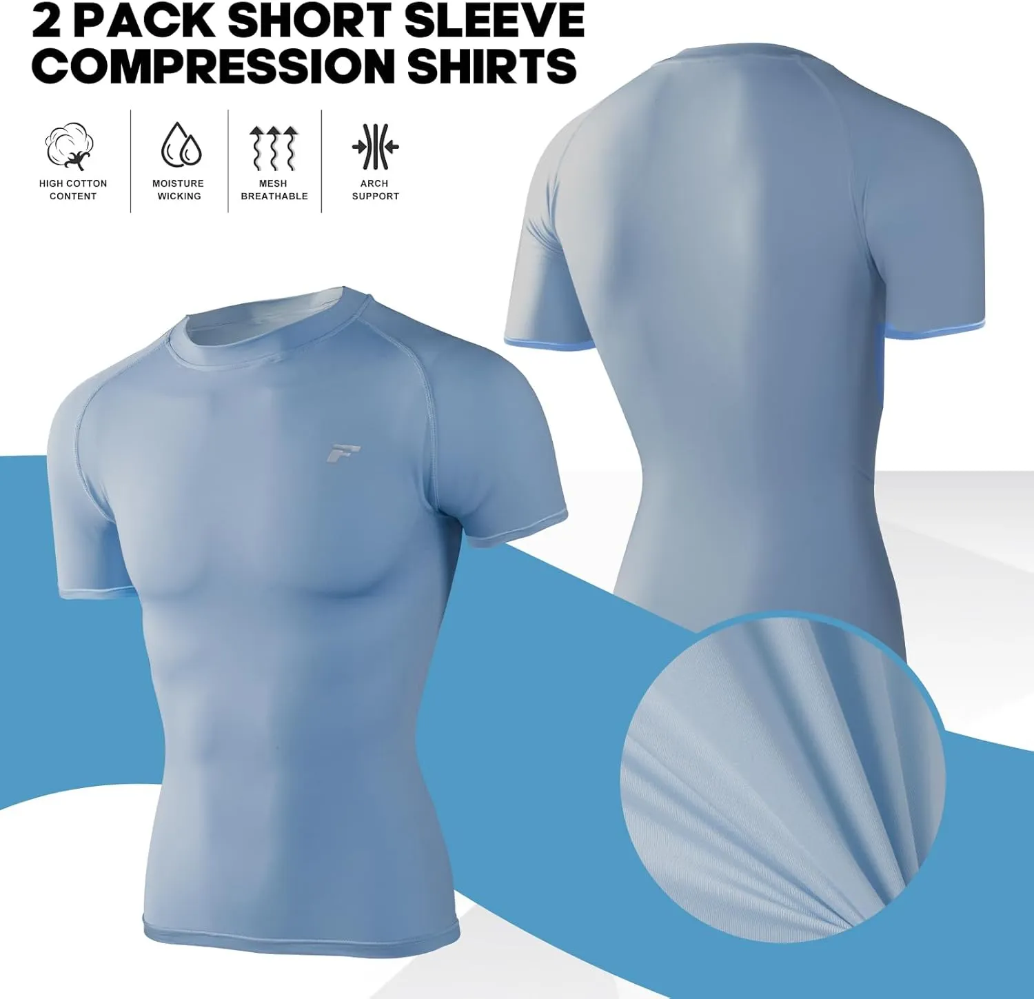 Mens 2-Pack Short-Sleeve Cooling Shirts with UPF 50  UV Sun Protection, Quick Dry for Fitness & Running