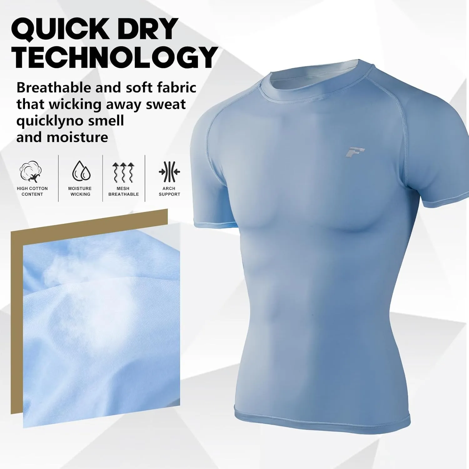 Mens 2-Pack Short-Sleeve Cooling Shirts with UPF 50  UV Sun Protection, Quick Dry for Fitness & Running