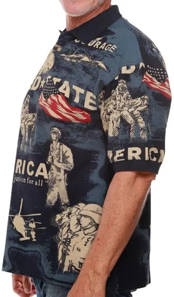 Men's American Flag Golf Shirt | USA 4th of July Golf Shirts for Men