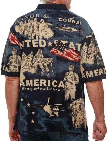Men's American Flag Golf Shirt | USA 4th of July Golf Shirts for Men